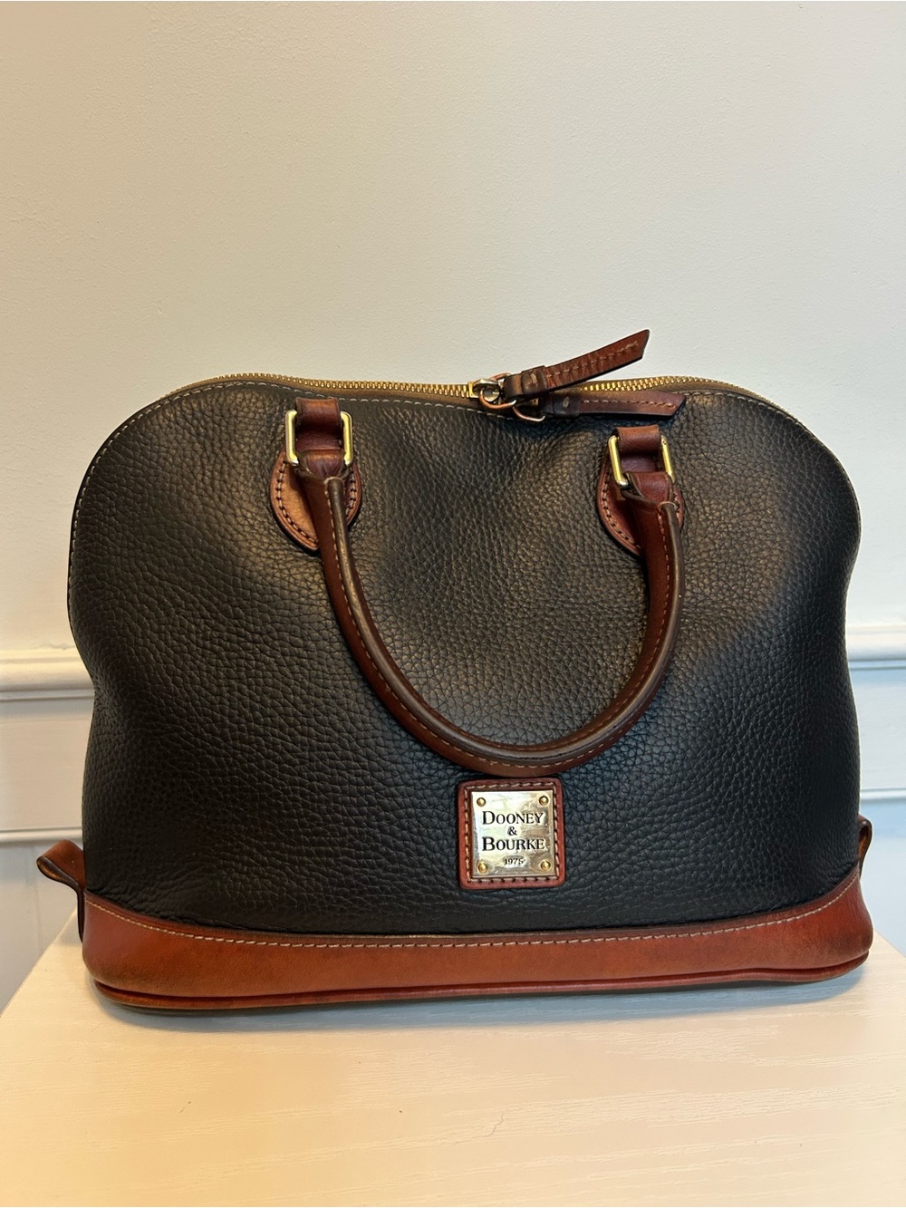 Dooney & Bourke Zip Zip Black Pebbled Leather Satchel